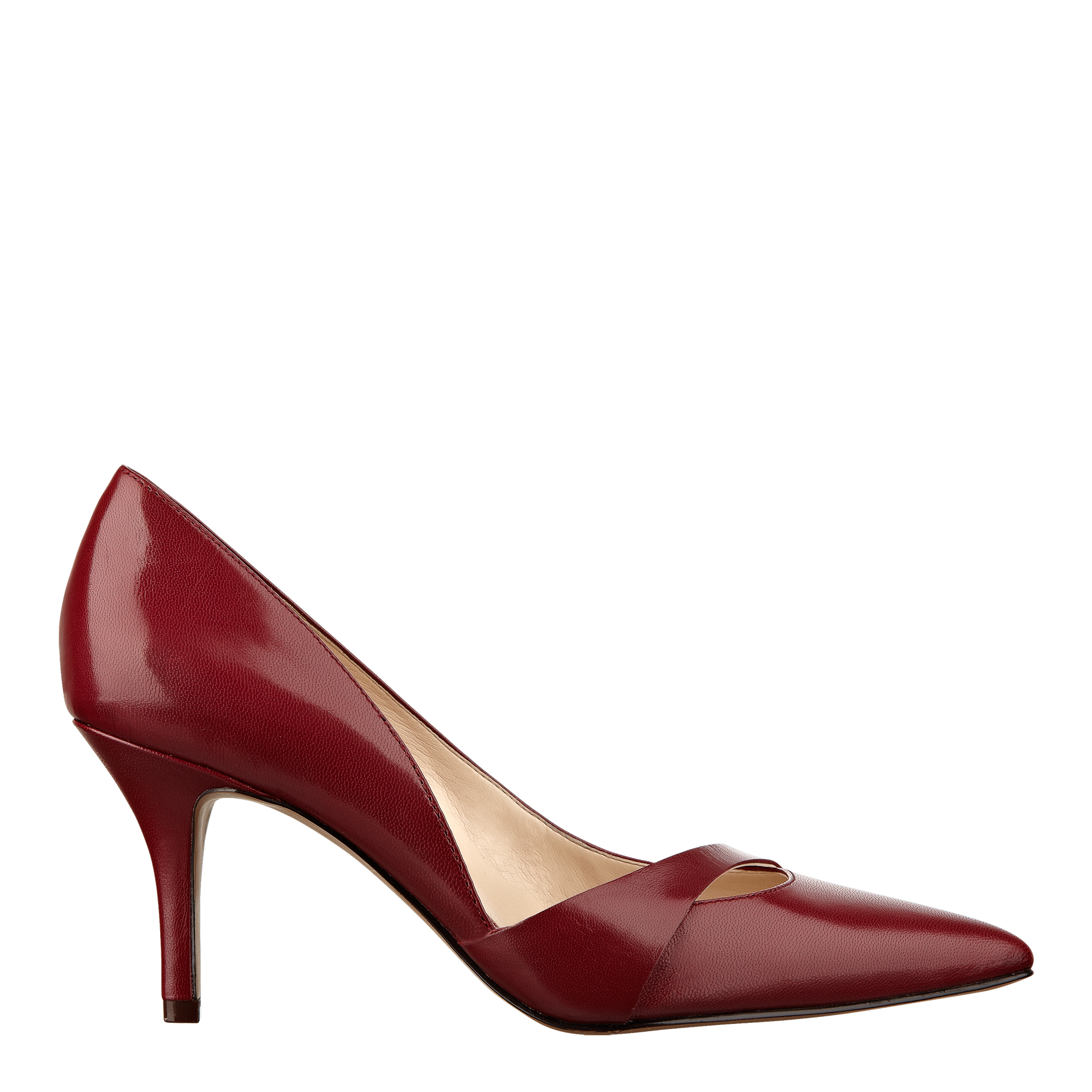 Nine West Kimery Mid Heel Pointy Toe Pumps in Red (RED LEATHER)