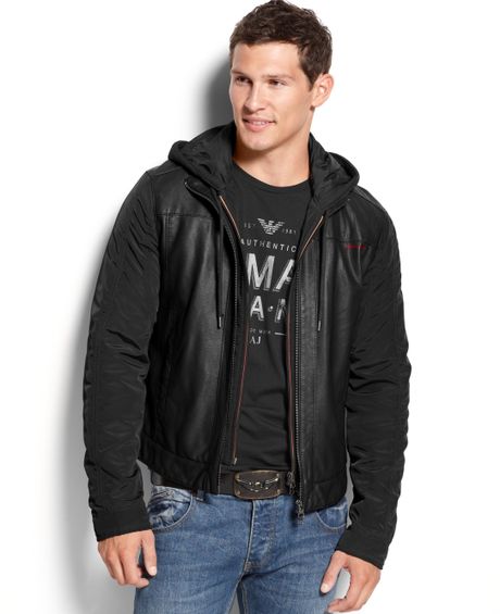 Armani Jeans Eco Leather Jacket in Blue for Men (Navy) | Lyst