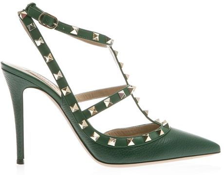 Valentino Rockstud Pumps in Green | Lyst