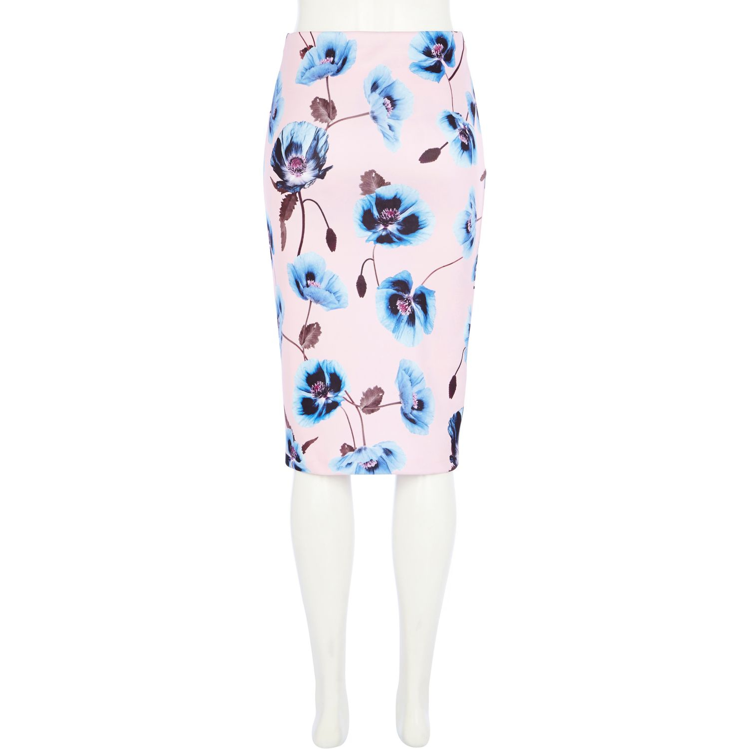 River Island Light Pink Floral Print Pencil Skirt in Floral (pink)
