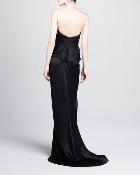 strapless peplum gown