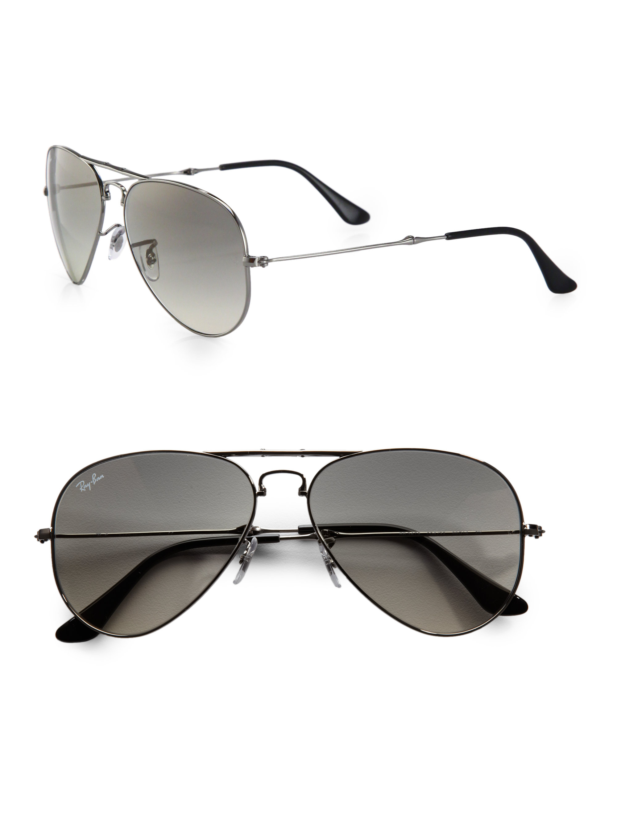 Ray Ban Metal Folding Aviator Sunglasses In Silver 0340