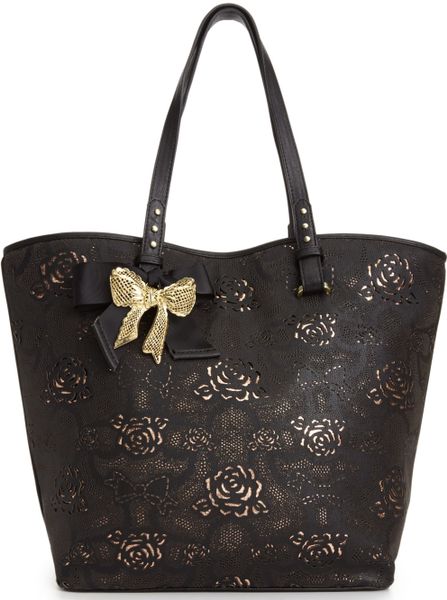 Betsey Johnson Racey Lacey Tote In Black | Lyst