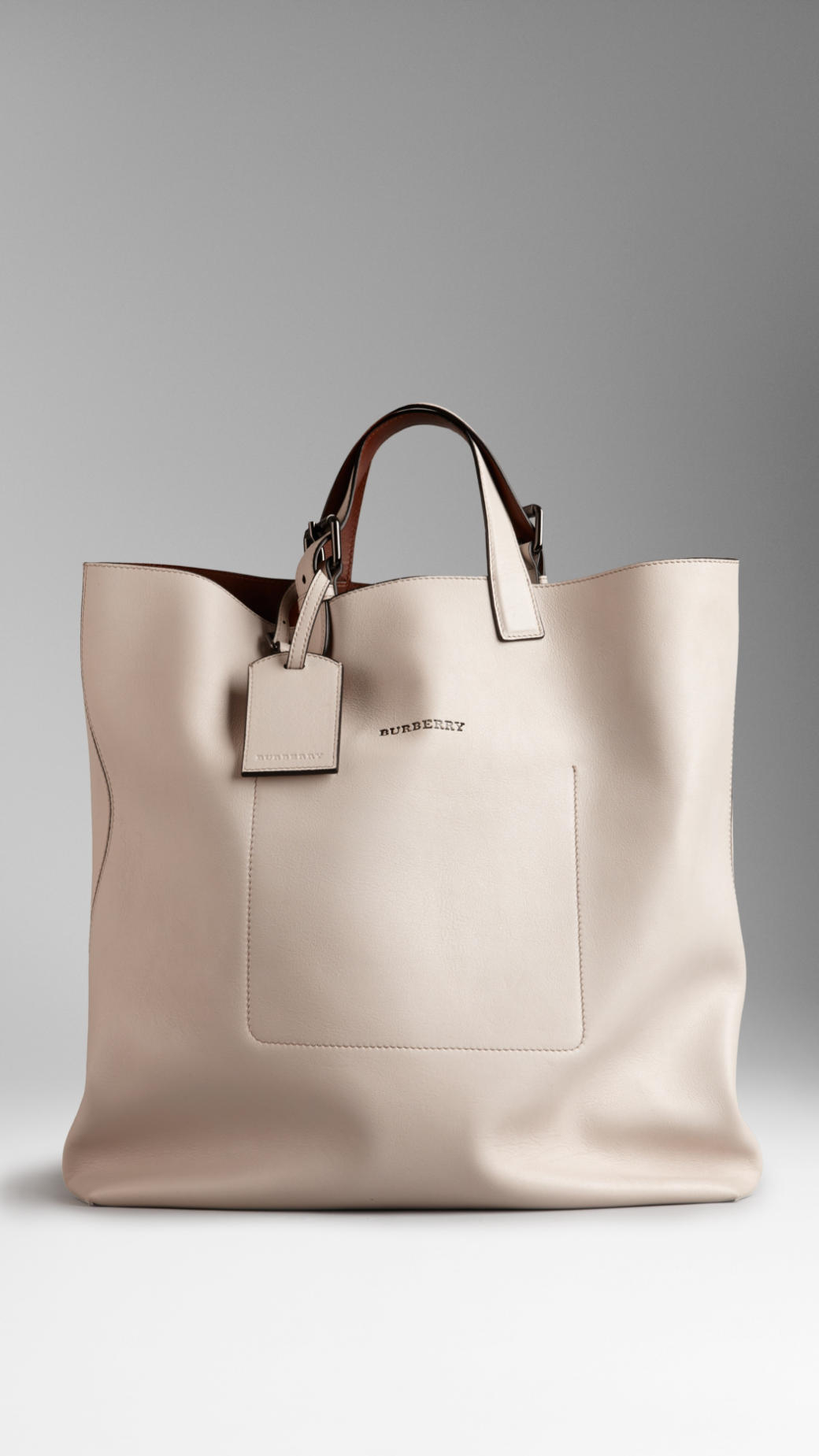 Burberry Large Bonded Leather Portrait Tote Bag in Beige (stone) | Lyst