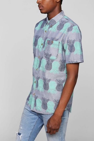 men's pineapple button down shirt