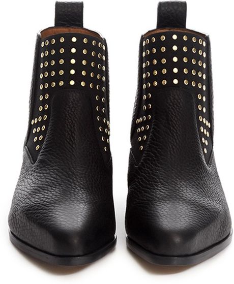 flat leather chelsea boots with studs