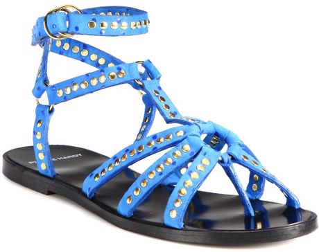 blue flat gladiator sandals