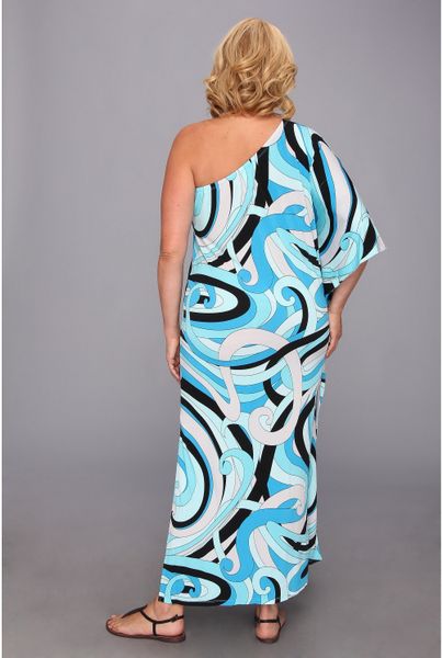 Michael By Michael Kors Plus Size One Shoulder Maxi Dress