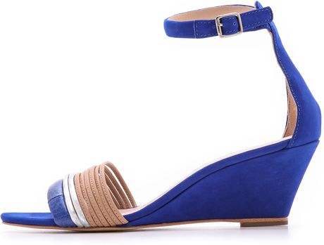 Loeffler Randall Addie Ankle Strap Wedges in Blue (Buff/Blue) - Lyst