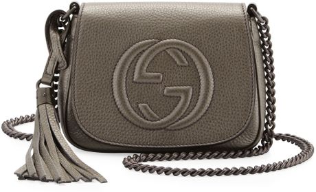 Gucci Soho Metallic Leather Chain Crossbody Bag in Gray (Gunmetal) | Lyst