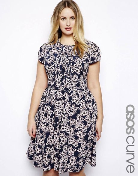 Asos Curve Exclusive Tea Dress in Floral Print in Multicolor (Multi) | Lyst