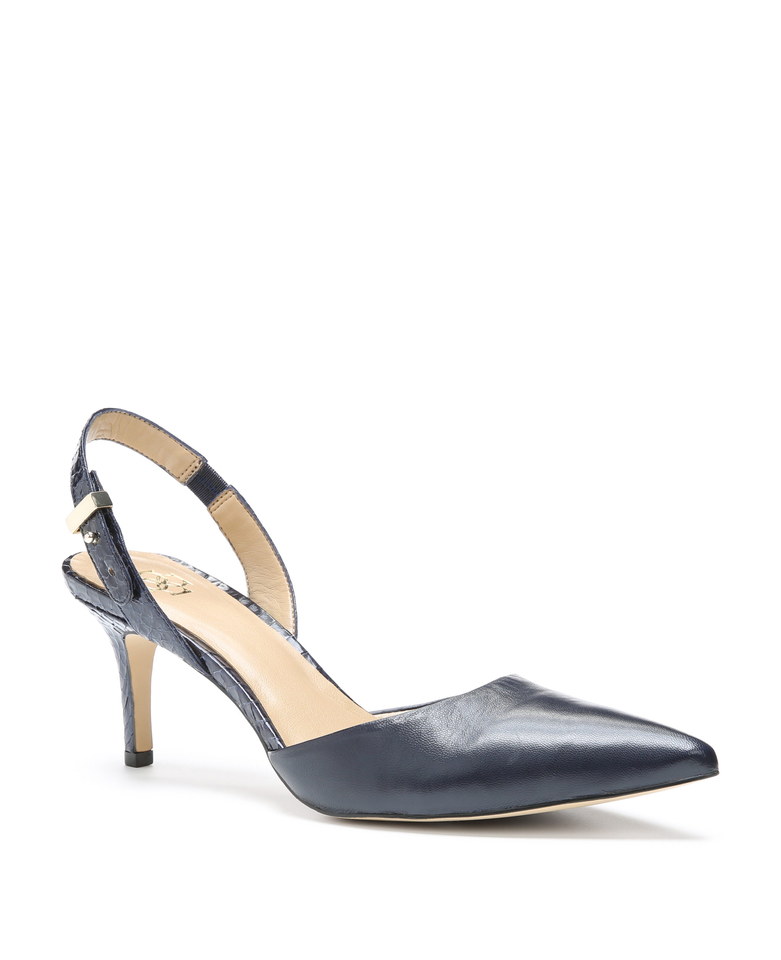 Ann Taylor Suzette Exotic Leather Slingback Heels in Blue