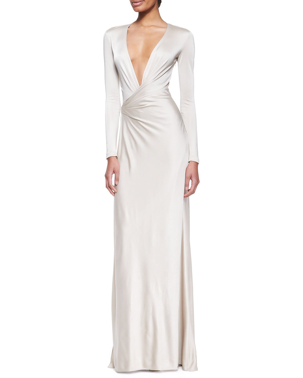 Ralph Lauren Collection Miranda Jersey Evening Dress Wheat in White ...