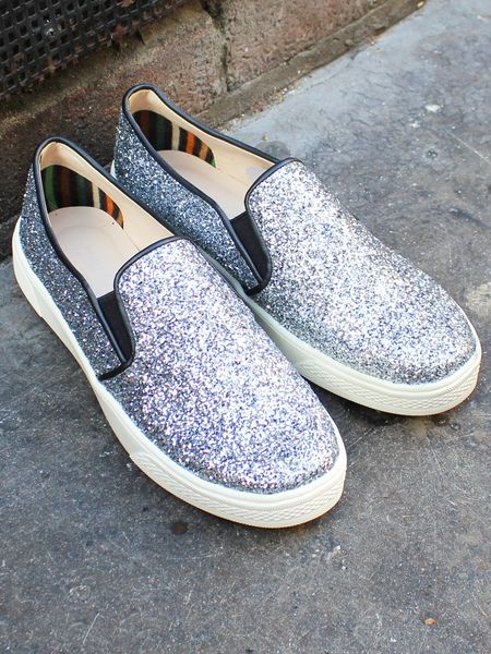 slip on silver sneakers