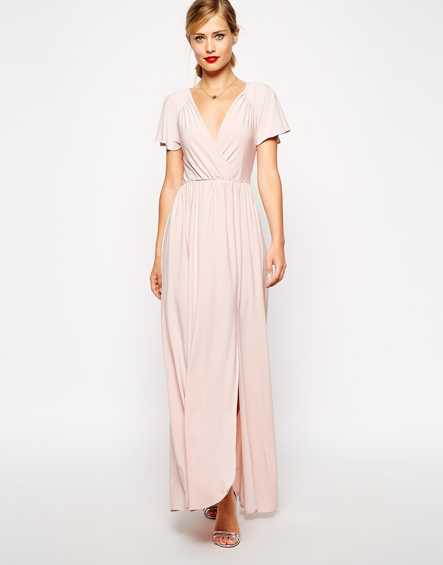 asos-beige-flutter-sleeve-wrap-maxi-dress-maxi-dresses-product-1 ...