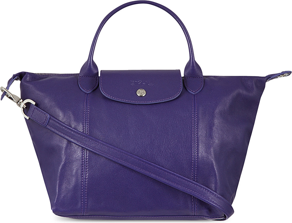 Longchamp Le Pliage Cuir Handbag in Amethyst in Purple Lyst