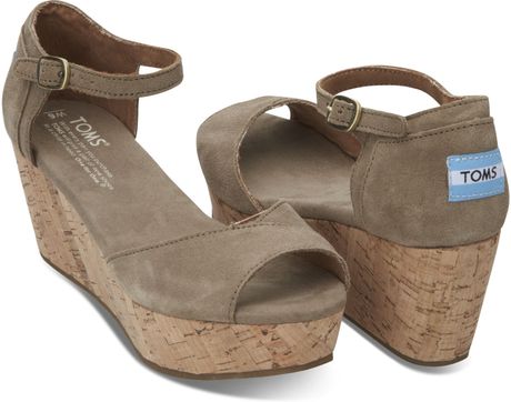 toms wedges suede platform womens brown taupe