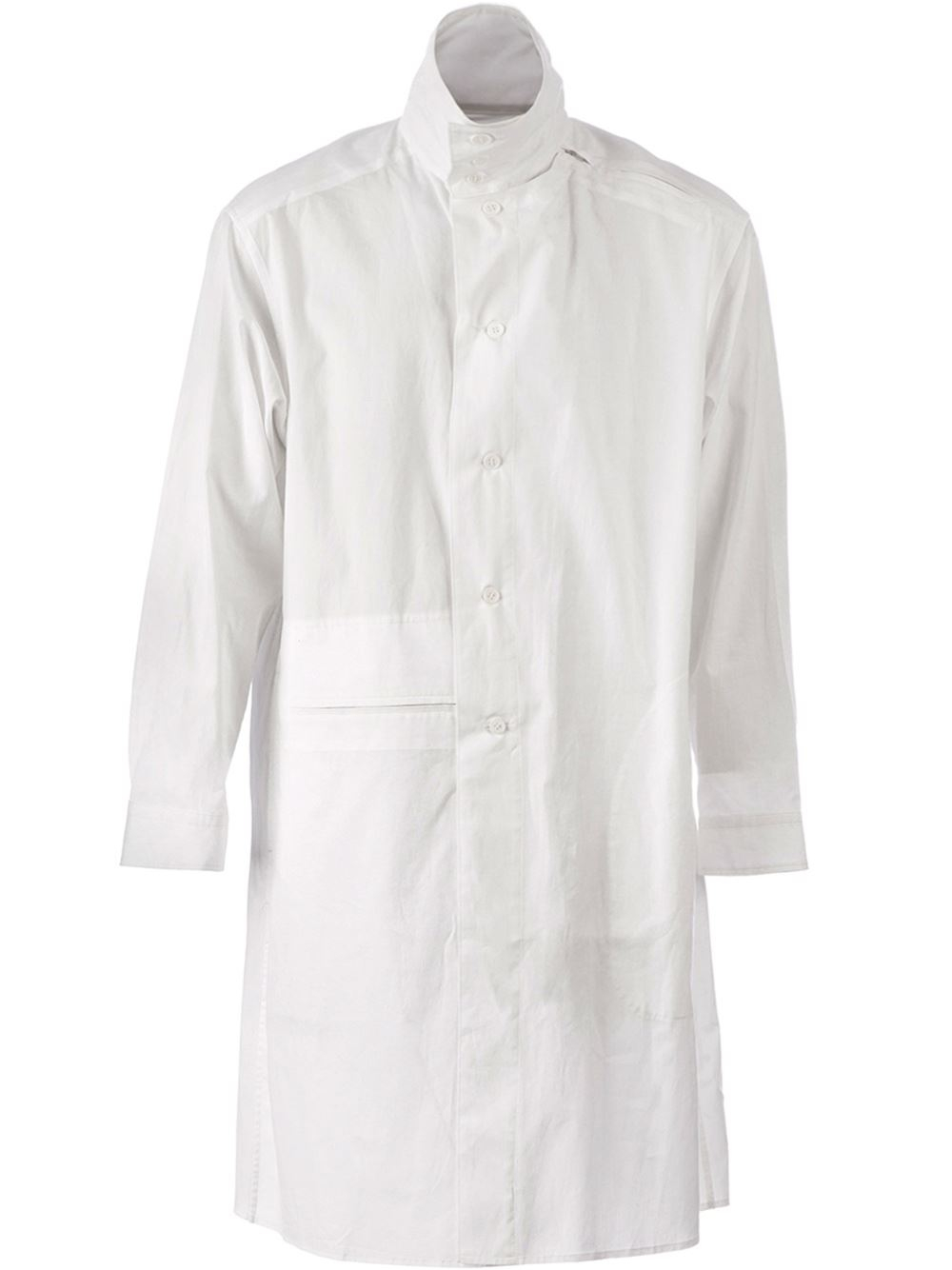 Yohji Yamamoto Funnel Neck Long Shirt in White for Men | Lyst