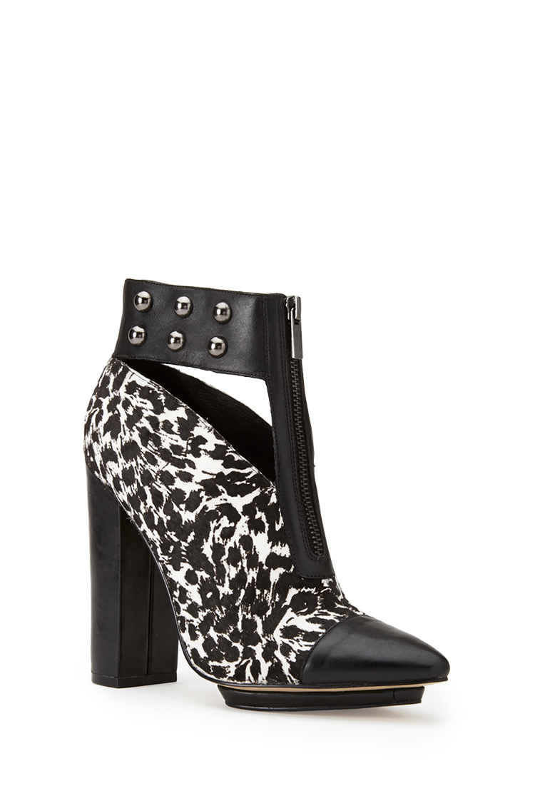 Forever 21 Refined Animal Print Booties in Black (Blackwhite) | Lyst