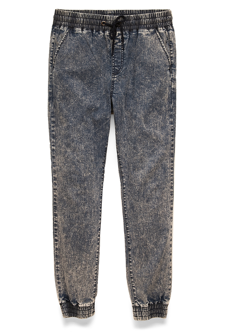 acid wash denim joggers