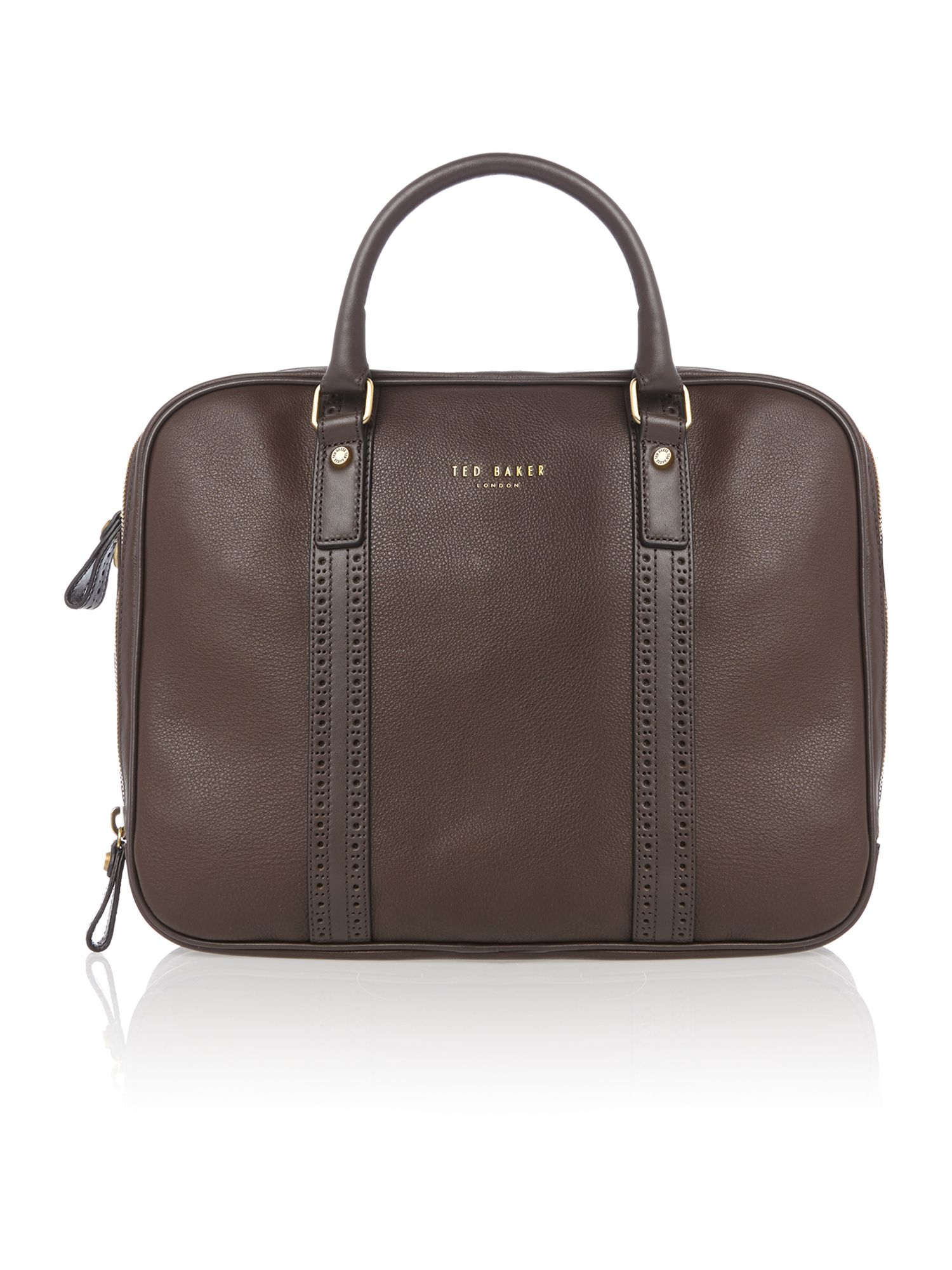 Ted Baker Broguing Leather Document Bag in Brown for Men (Chocolate) Lyst