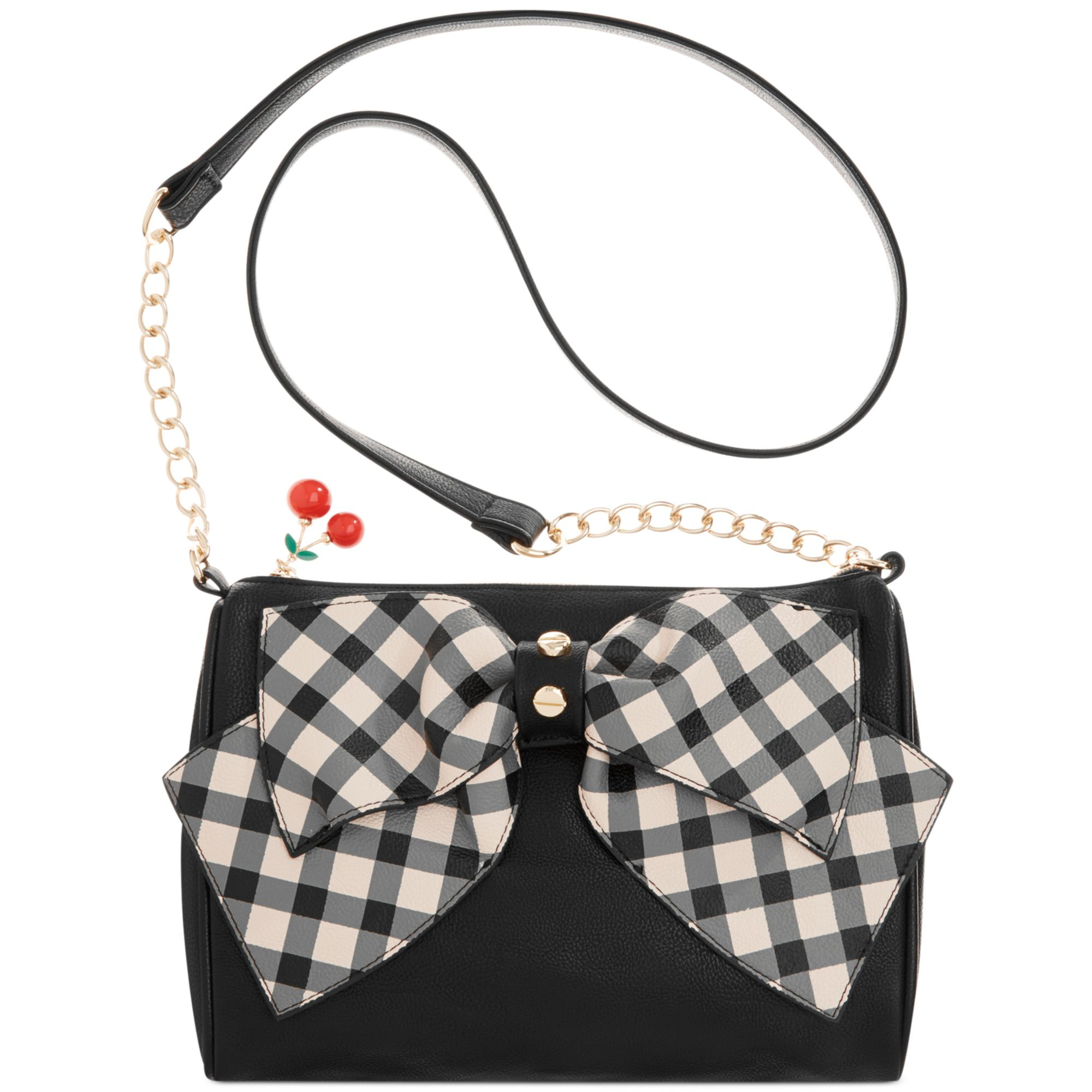 betsey johnson black and white bow purse