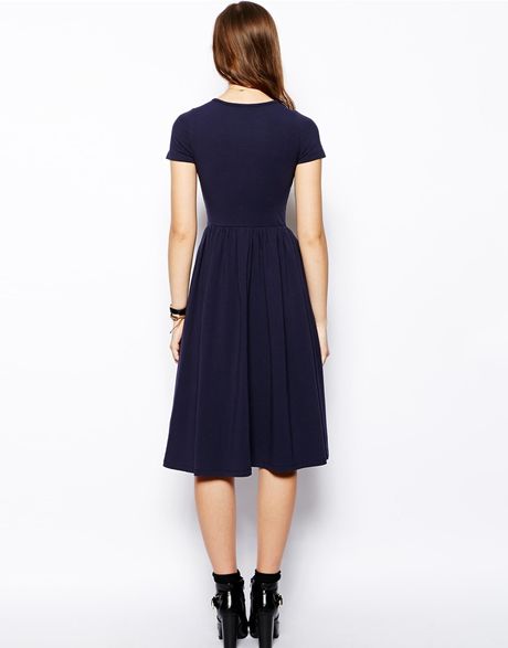 navy midi skater dress