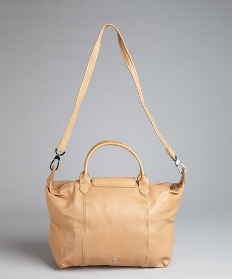 longchamp beige leather bag