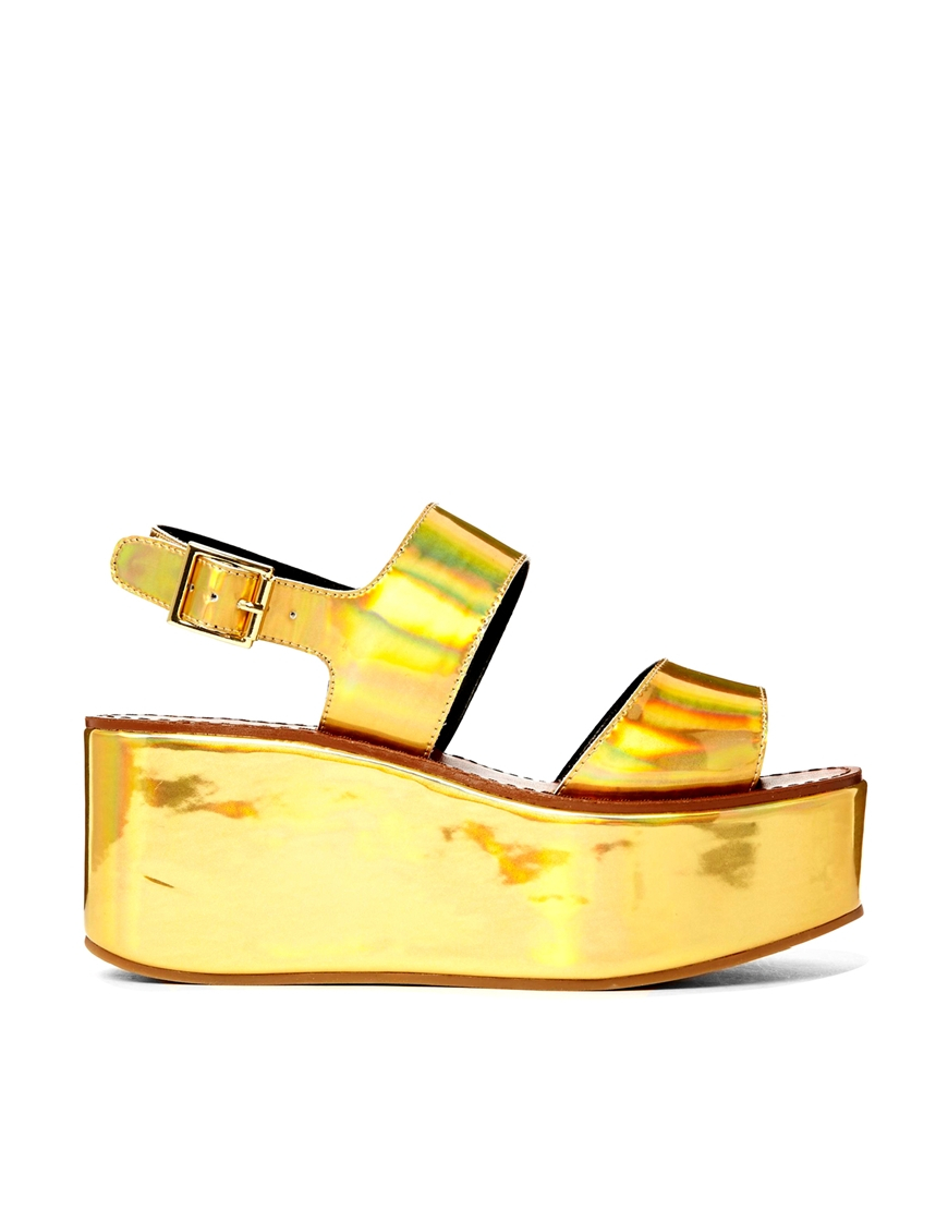 gold flat sandals river island