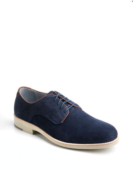 Johnston  Murphy Ellington Plain-Toe Suede Oxfords in Blue for Men ...