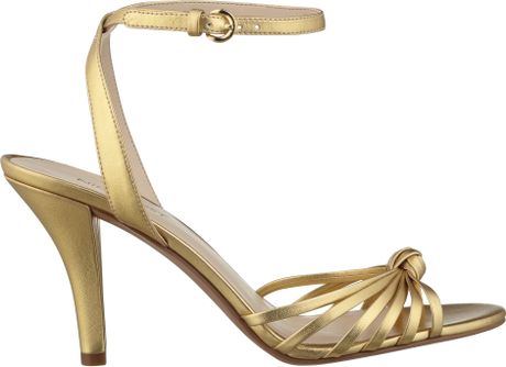 Nine West Saynt High Heel Sandals in Gold (GOLD SYNTHETIC) | Lyst