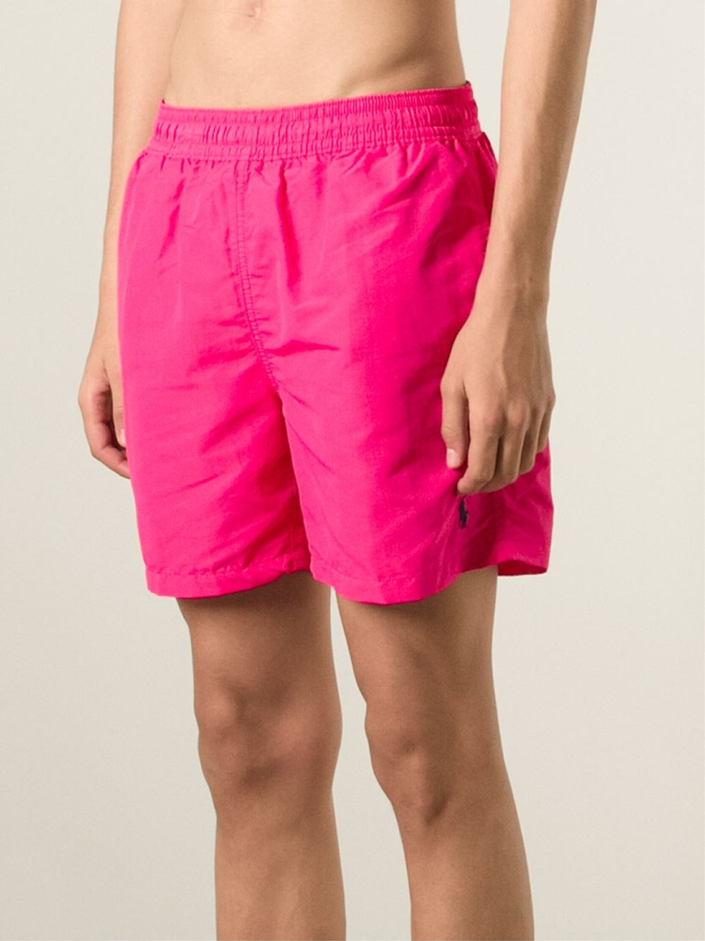 pink polo shorts for men
