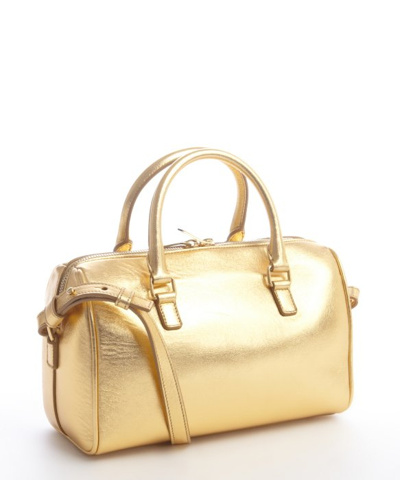 Saint Laurent Gold Metallic Leather Baby Duffel Bag in Gold Lyst