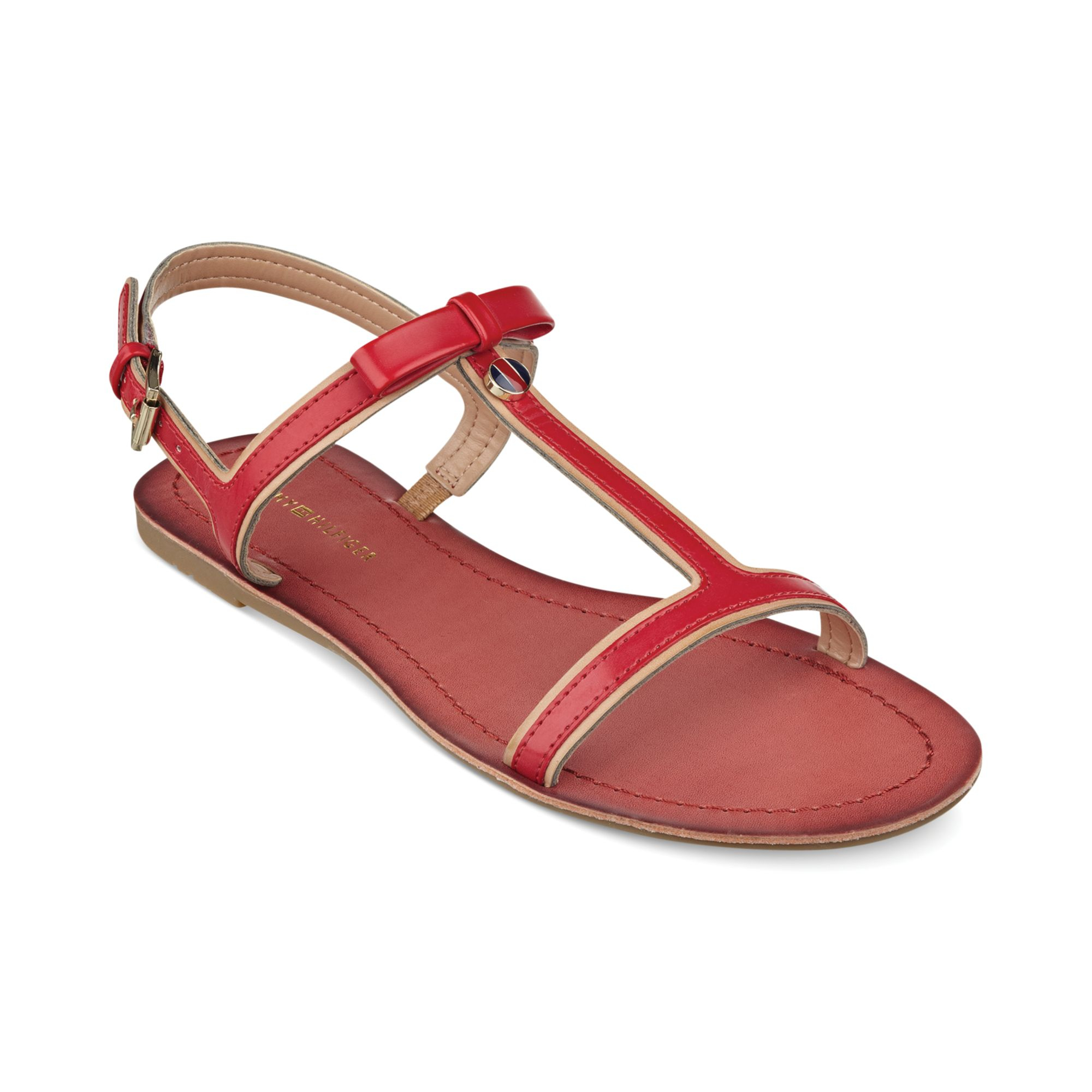Tommy Hilfiger Womens Lisel Flat Sandals in Red | Lyst
