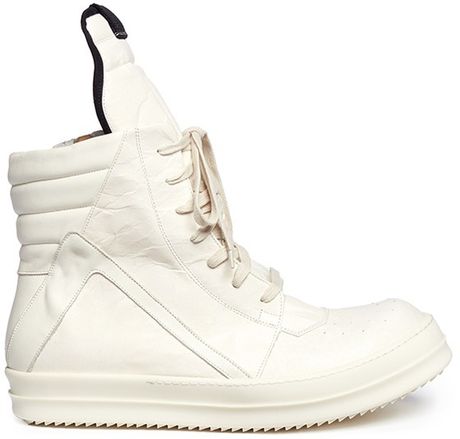 white rick owens sneakers rick owens geobasket cracked leather sneakers in white for white rick owens sneakers rick owens geobasket cracked leather sneakers in white for