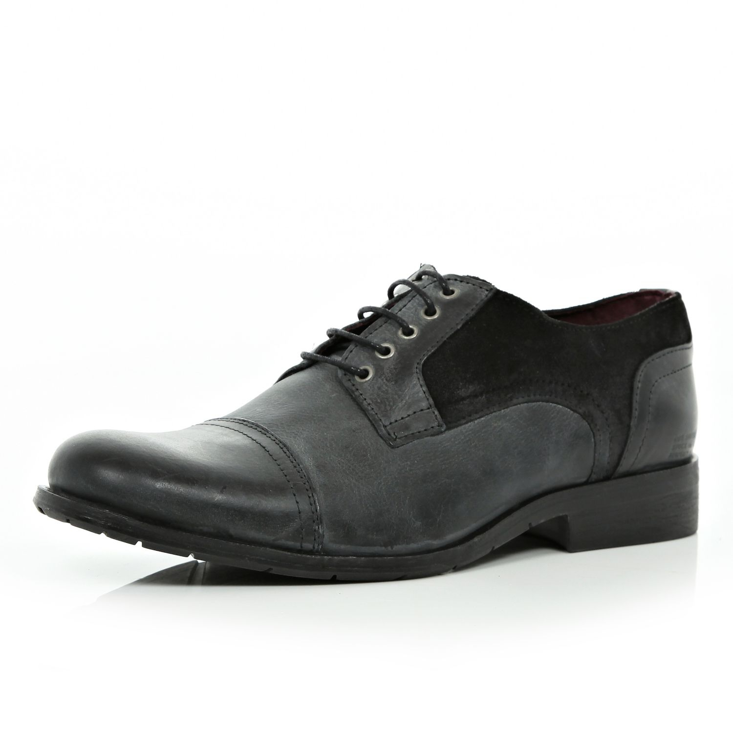 River Island Black Lace Up Military Shoes in Black for Men | Lyst