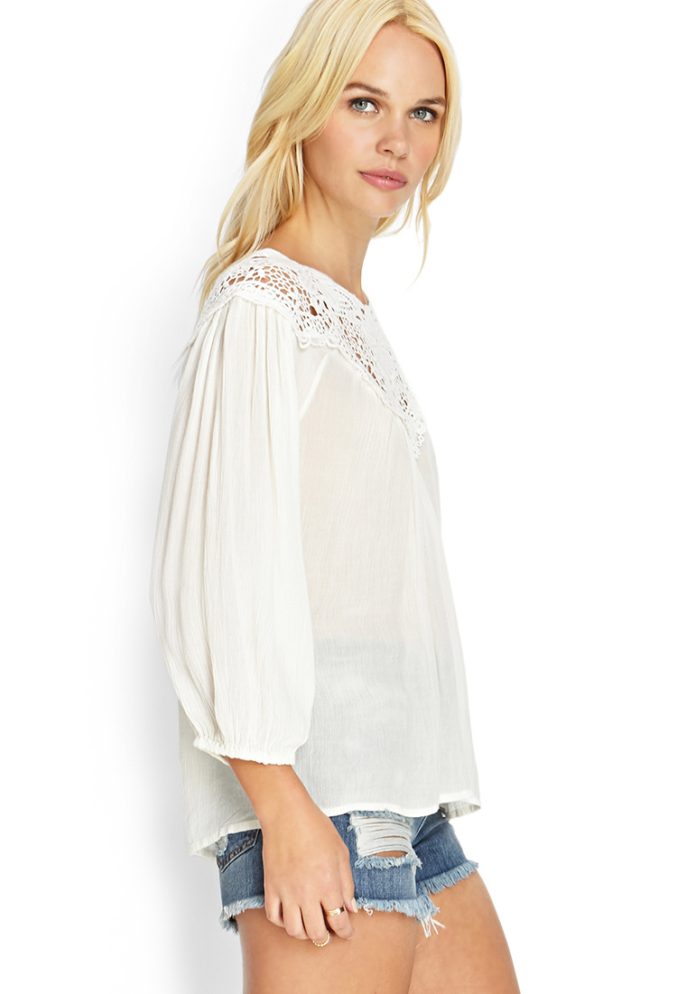 Lyst Forever Crocheted Peasant Top You Ve Been Added To The