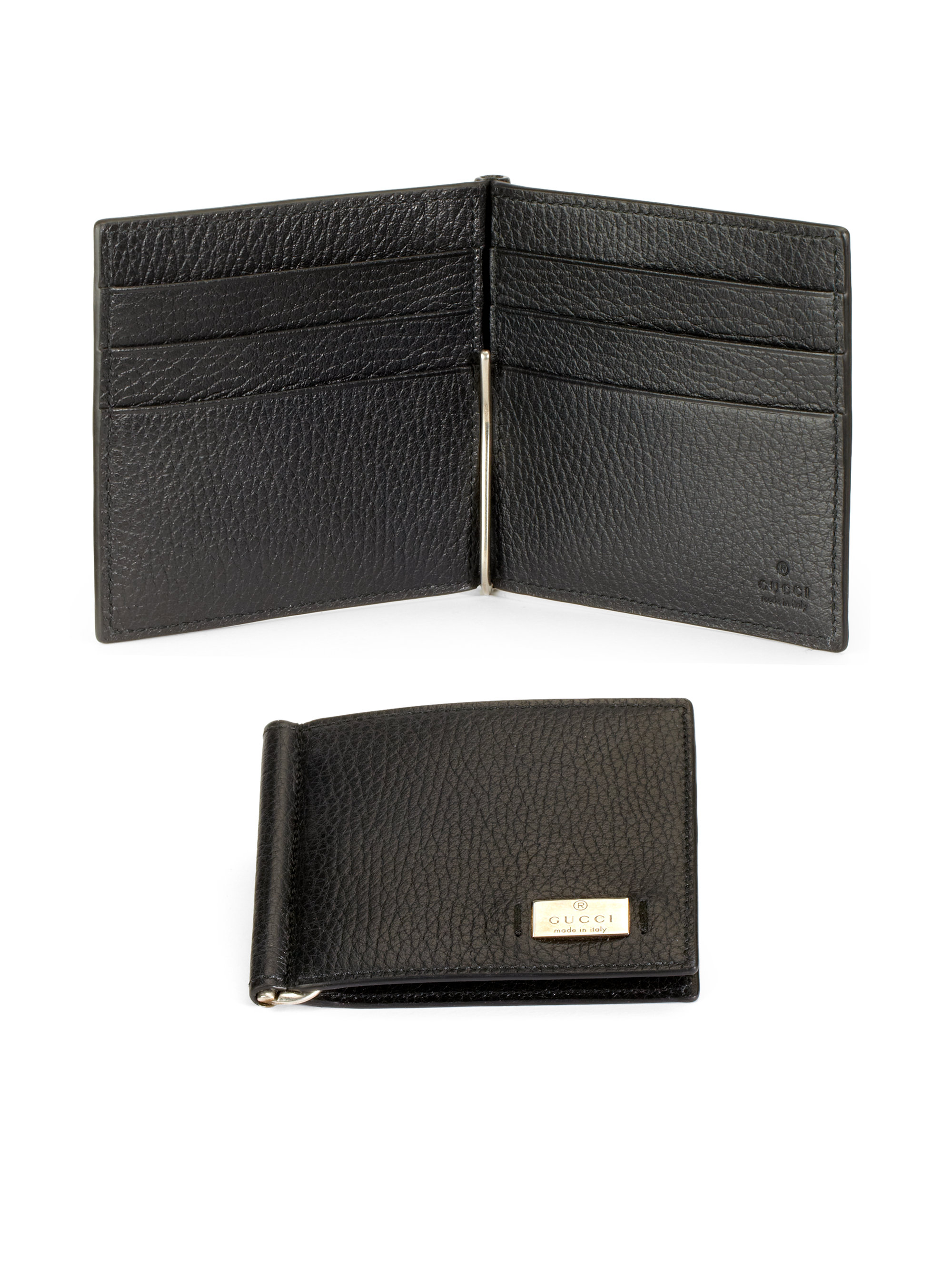 Gucci Leather Money Clip Wallet in Black for Men | Lyst