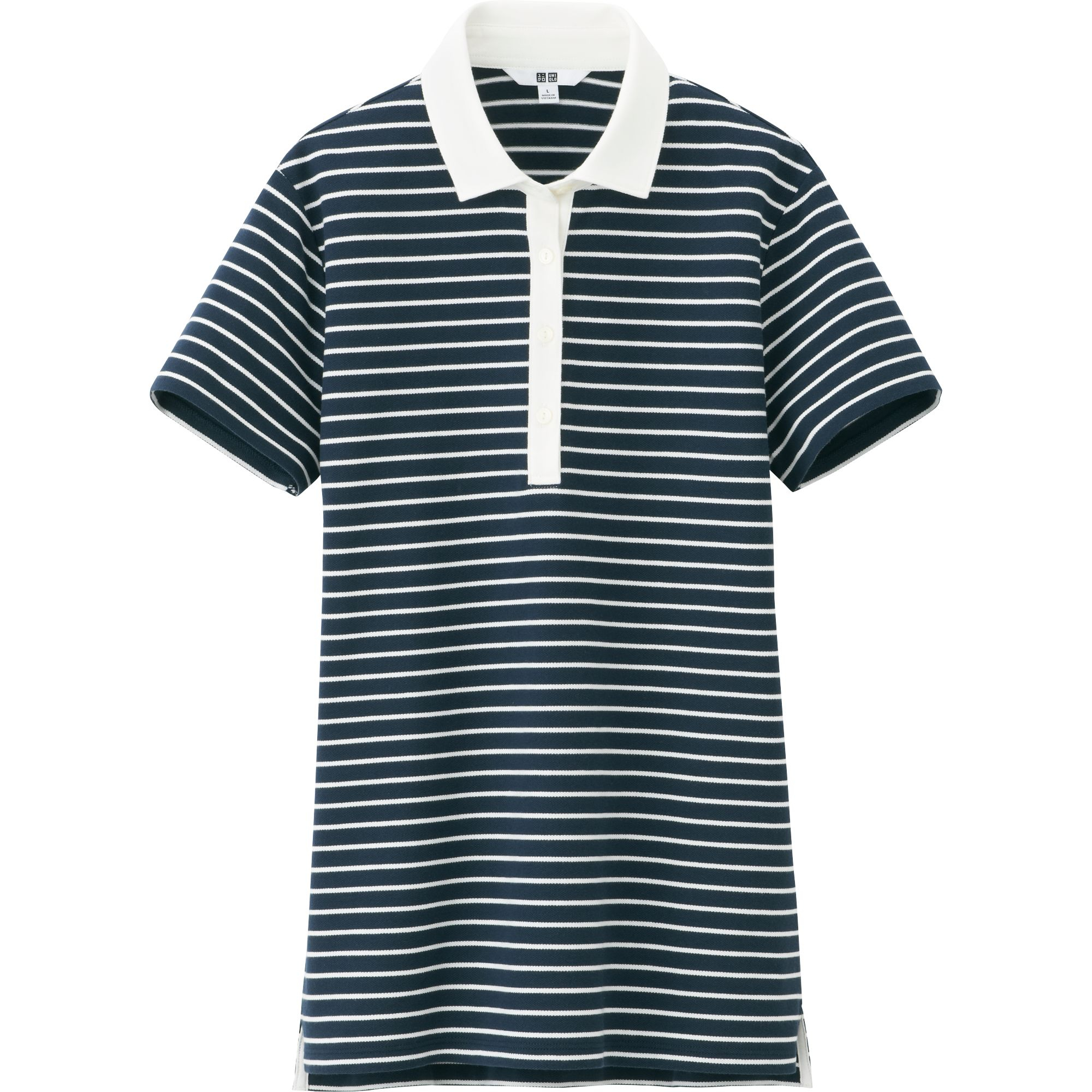 Uniqlo Women Striped Pique Short Sleeve Polo Shirts in Blue (NAVY) Lyst