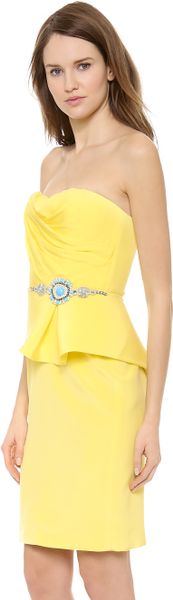 Notte By Marchesa Strapless Crepe Cocktail Dress in Yellow (Lemon) - Lyst