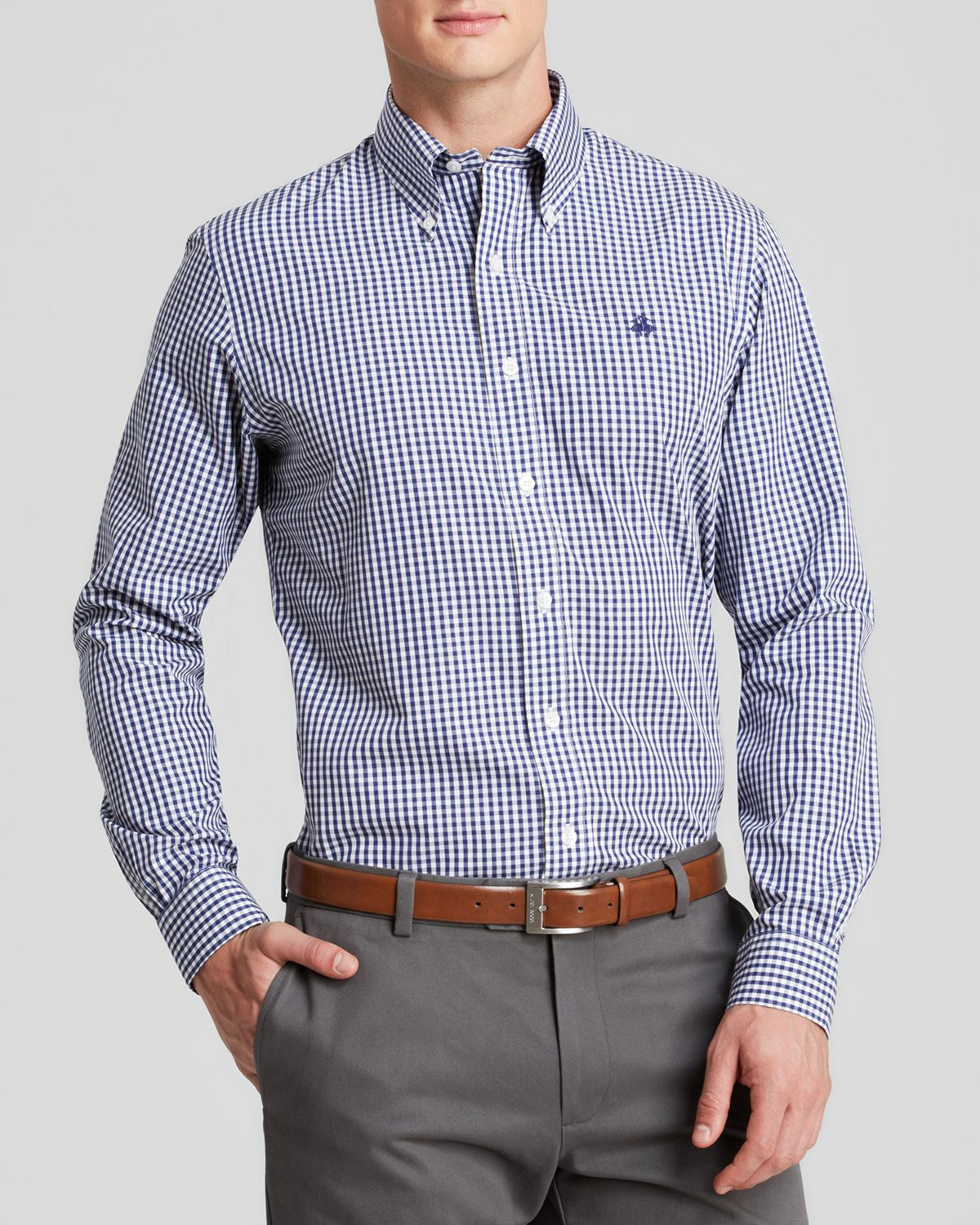 Brooks Brothers Mini Gingham Sport Shirt - Regular Fit in Blue for Men | Lyst