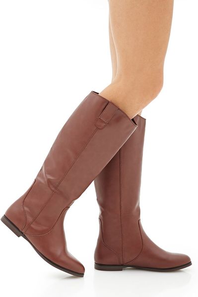 Forever 21 Faux Leather Riding Boots in Brown (Chestnut) | Lyst