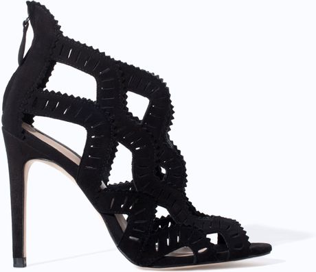 Zara Criss Cross High Heel Sandal in Black | Lyst