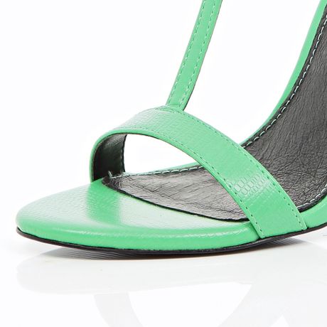 River Island Green T Bar Barely There Stiletto Sandals in Green | Lyst