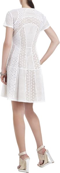 Bcbgmaxazria Macy Blockedlace Flared Skirt Dress in White | Lyst