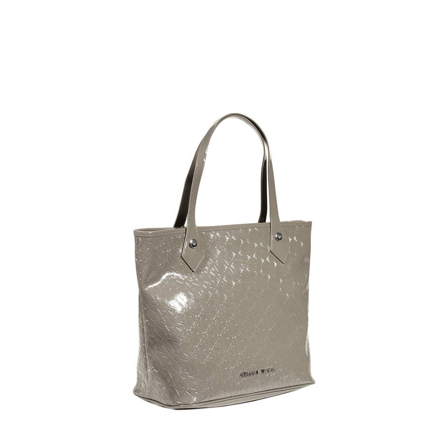 Armani Jeans Handbag Patent Leather Branded Medium Shopping Bag in Gray (Dove grey) | Lyst