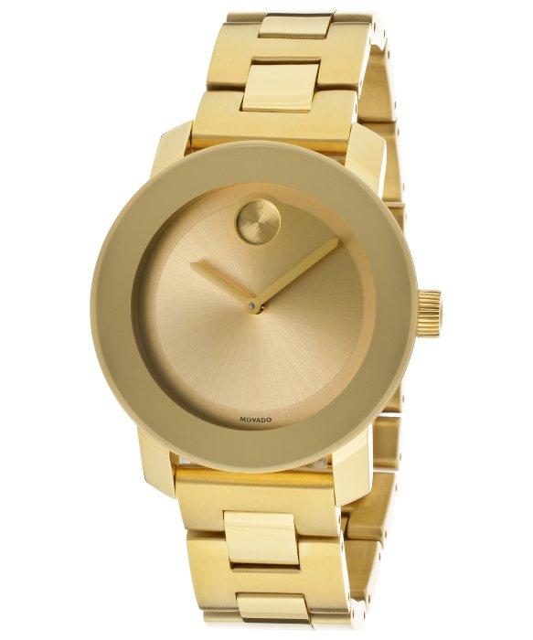 Movado Bold Gold Dial Gold Tone Ion Plated Stainless Steel Mov Watch in