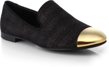 Giuseppe Zanotti Woven Cap-Toe Slip-On Loafers in Gold for Men (BLACK)