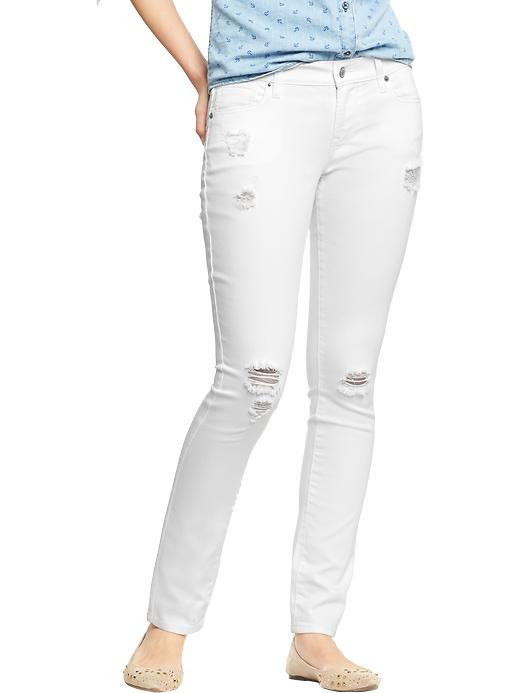 Old Navy The Flirt Distressed White Skinny Jeans in White (Bright ...