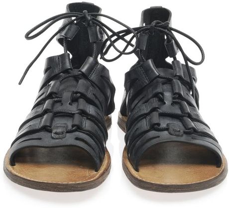 Dolce  Gabbana Leather Gladiator Sandals in Black for Men | Lyst